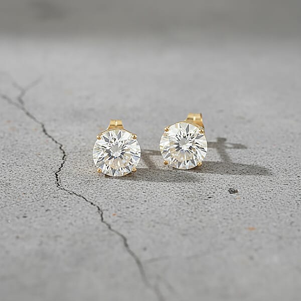 14K Yellow Gold Luxuriant Lab Grown Diamond (F VS2) Earrings 4.00 Ctw
