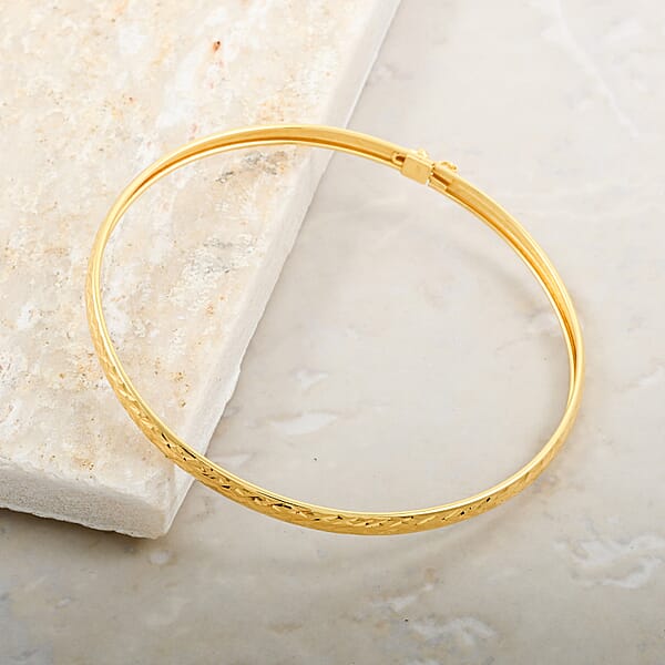 14K Yellow Gold Over Sterling Silver Bangle Bracelet (7.75 In) 4 Grams