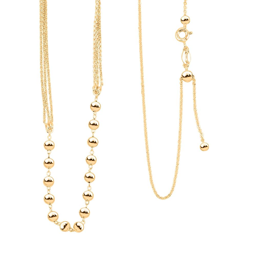 14K Yellow Gold Over Sterling Silver Beaded Link Chain Necklace 24 Inches 4 Grams