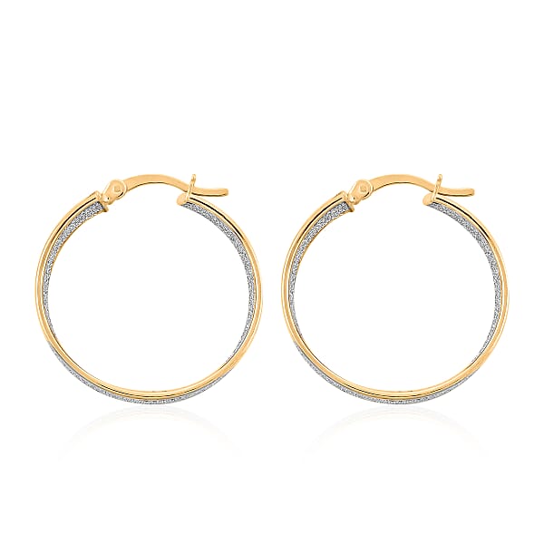 14K Yellow Gold Over Sterling Silver Diamond Cut Hoop Earrings 4 Grams