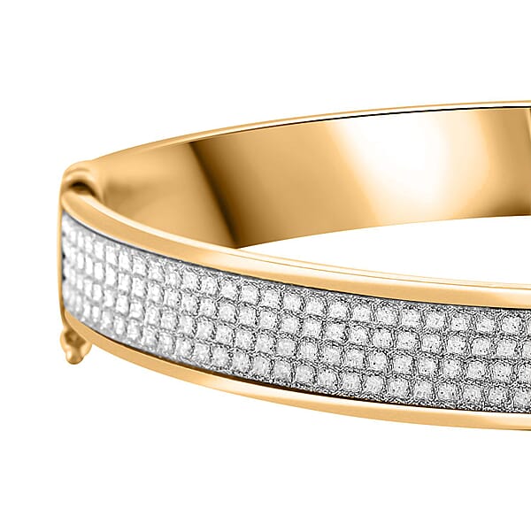 14K Yellow Gold Over Sterling Silver Horizon Bangle Bracelet (7.00 In) 19.5 Grams