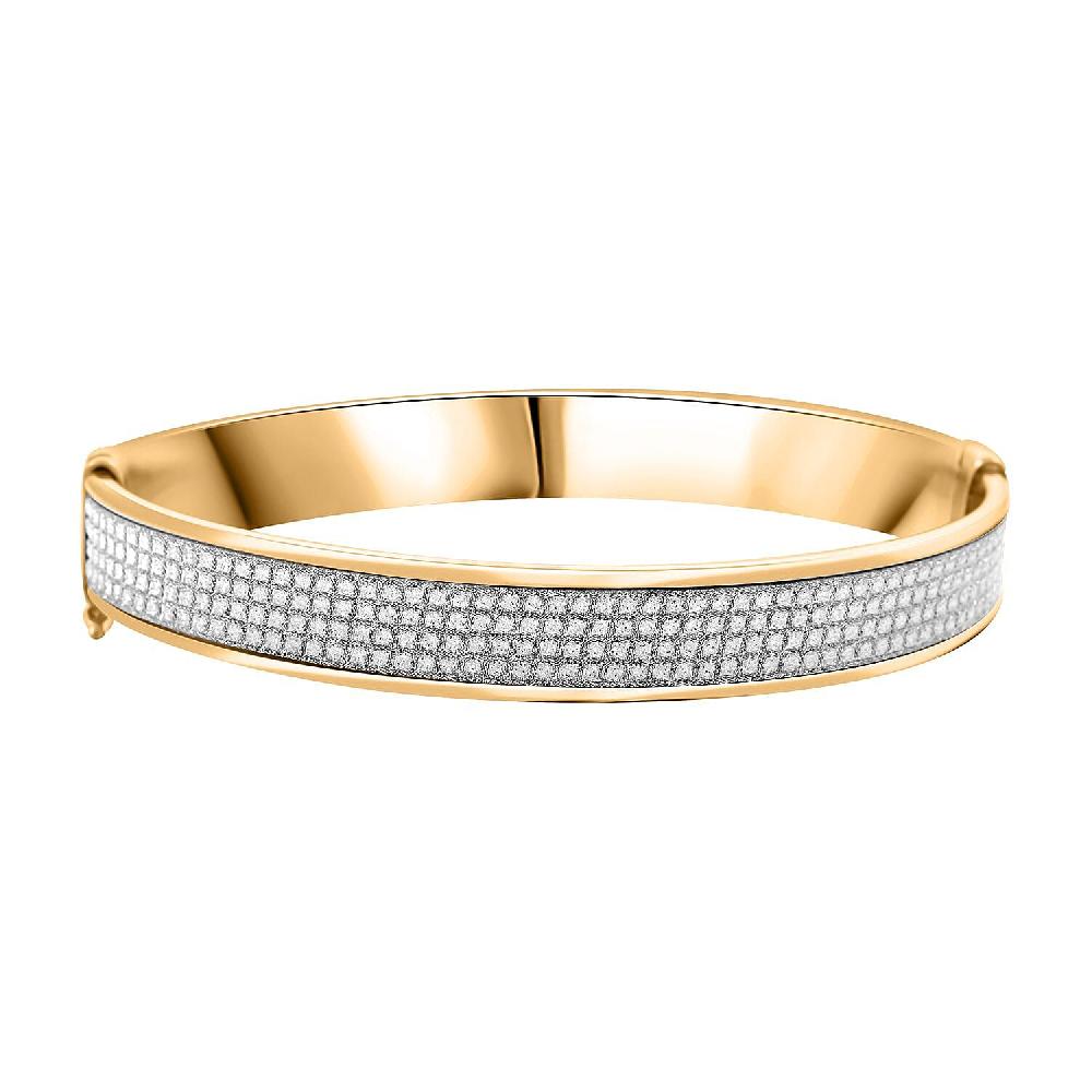 14K Yellow Gold Over Sterling Silver Horizon Bangle Bracelet (7.00 In) 19.5 Grams
