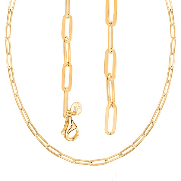 14K Yellow Gold Over Sterling Silver Paperclip Chain Necklace 20 Inches 10.50 Grams