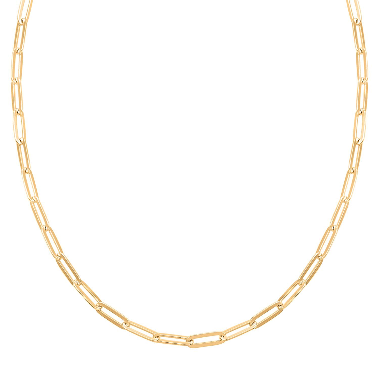 14K Yellow Gold Over Sterling Silver Paperclip Chain Necklace 20 Inches 10.50 Grams