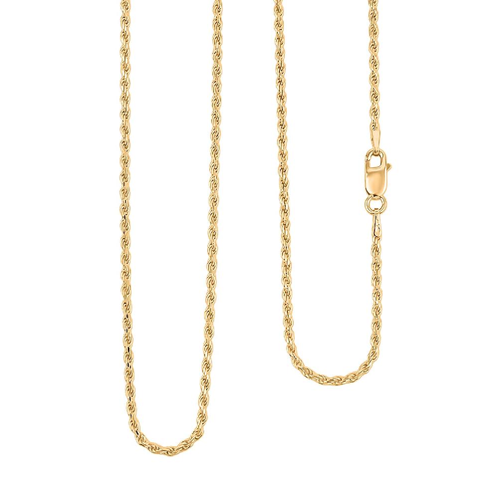 14K Yellow Gold Over Sterling Silver Rope Necklace 22 Inches 5.9 Grams