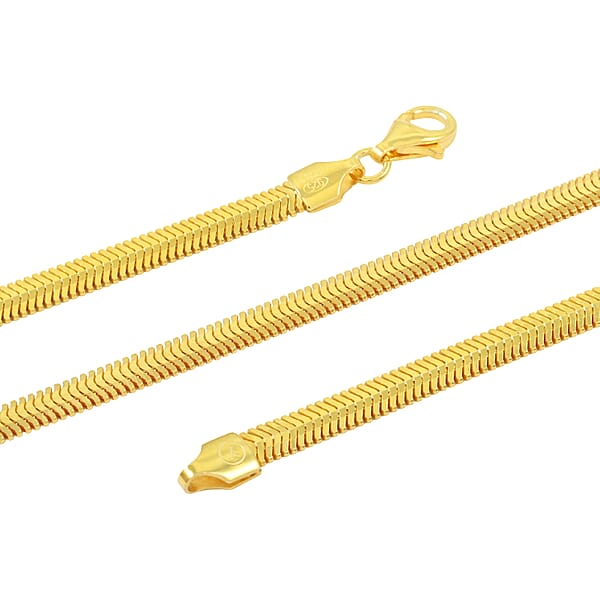 14K Yellow Gold Over Sterling Silver Snake Chain Necklace 20 Inches 13.6 Grams