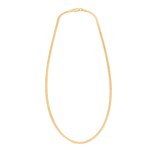 14K Yellow Gold Over Sterling Silver Textured Square Necklace 18 Inches 3.70 Grams
