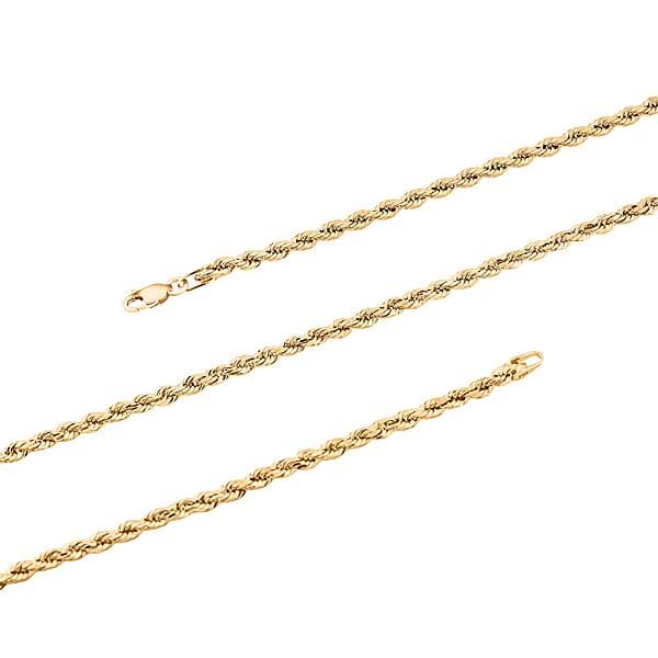 14K Yellow Gold Rope Chain Necklace (22 Inches) (3mm 3.8 Grams)