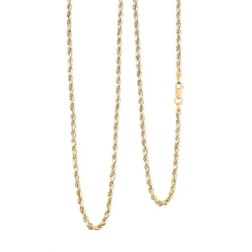 14K Yellow Gold Rope Chain Necklace (22 Inches) (3mm 3.8 Grams)