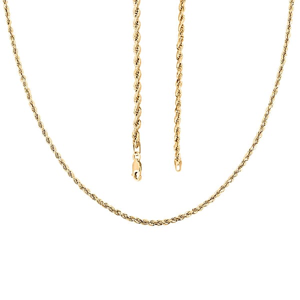 14K Yellow Gold Rope Chain Necklace (24 Inches) (2.5mm 4.10 Grams)