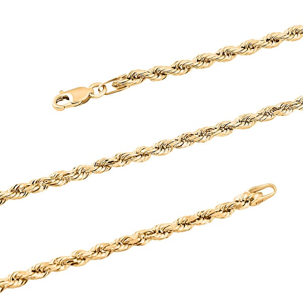 14K Yellow Gold Rope Chain Necklace (24 Inches) (2.5mm 4.10 Grams)