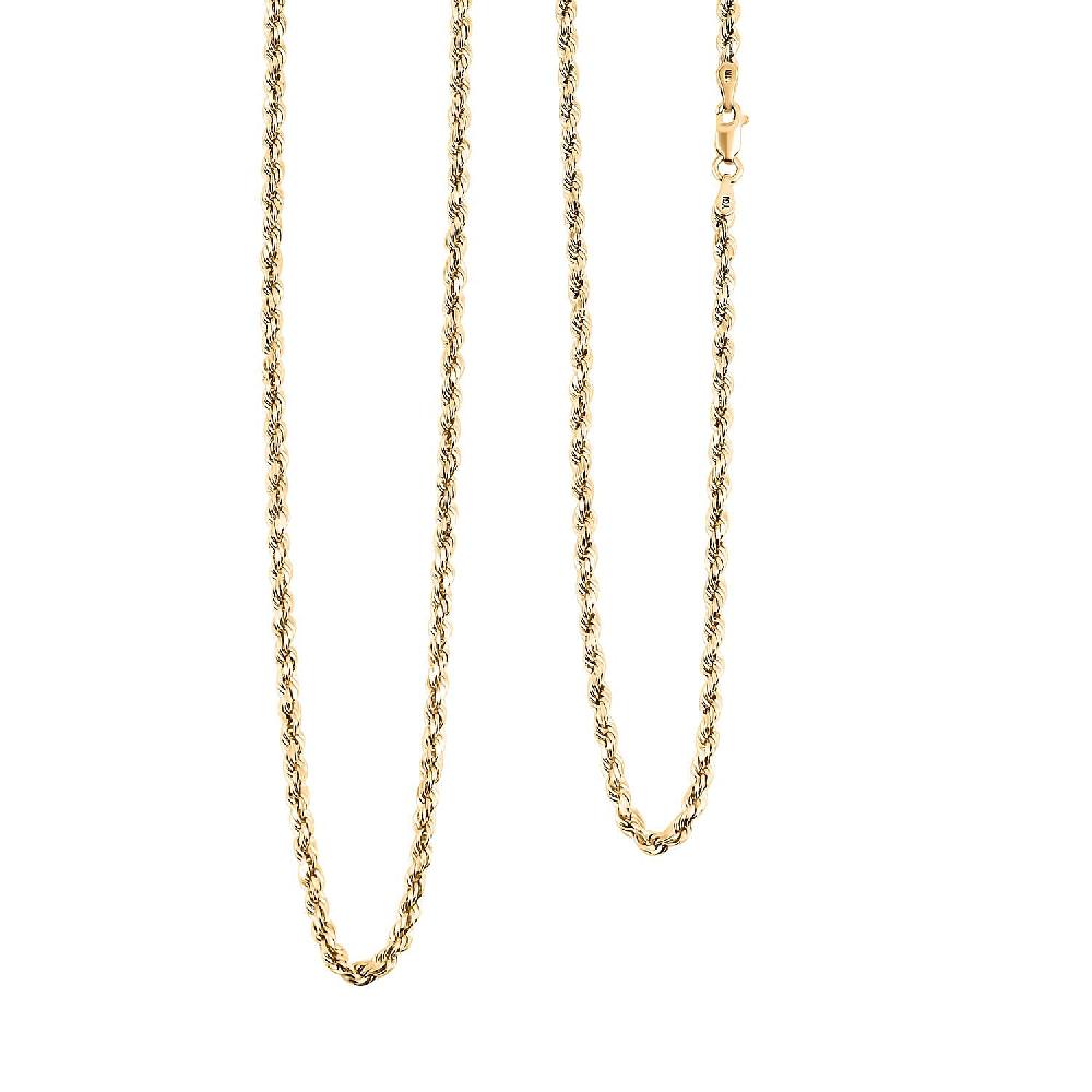 14K Yellow Gold Rope Chain Necklace (24 Inches) (2.5mm 4.10 Grams)