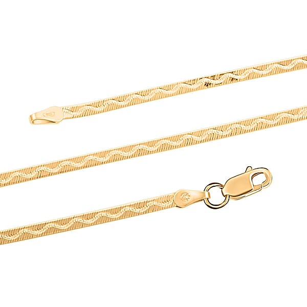 14K YG Over Sterling Silver Zig-Zag Herringbone Chain Necklace (18 Inches) (3.90 Grams)