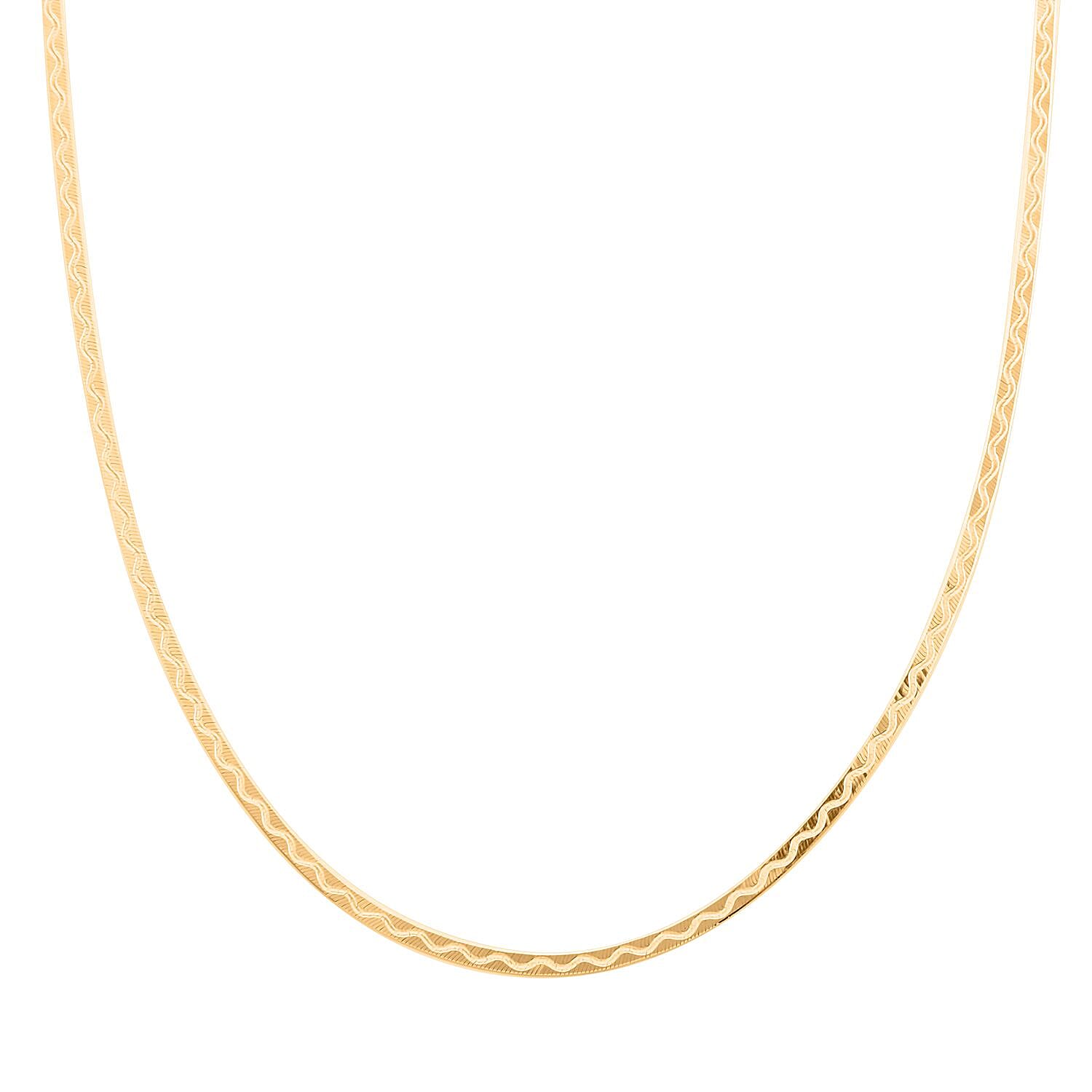 14K YG Over Sterling Silver Zig-Zag Herringbone Chain Necklace (18 Inches) (3.90 Grams)