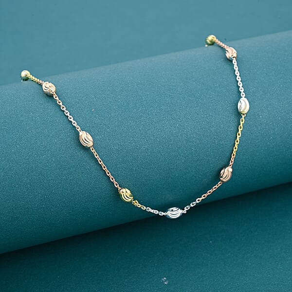14K YRG Over And Sterling Silver Over The Moon Necklace 18 Inches 4.30 Grams