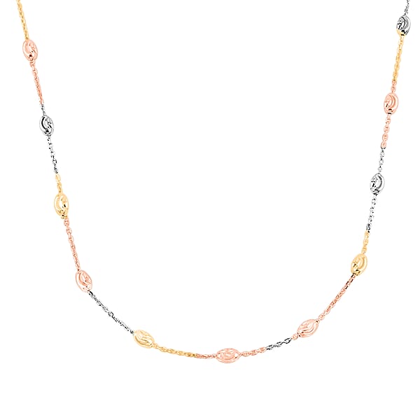 14K YRG Over And Sterling Silver Over The Moon Necklace 18 Inches 4.30 Grams