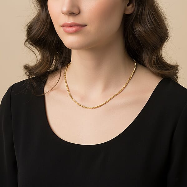 18K Yellow Gold 1.8mm Rope Necklace 18 Inches 3.97 Grams