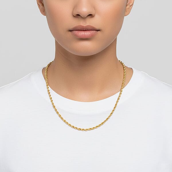 18K Yellow Gold 2.7mm Rope Necklace 18 Inches 7.60 Grams