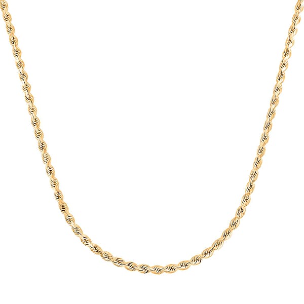 18K Yellow Gold 2.7mm Rope Necklace 18 Inches 7.60 Grams