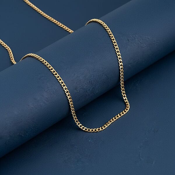 18K Yellow Gold 2mm Curb Chain Necklace 22 Inches 2.20 Grams