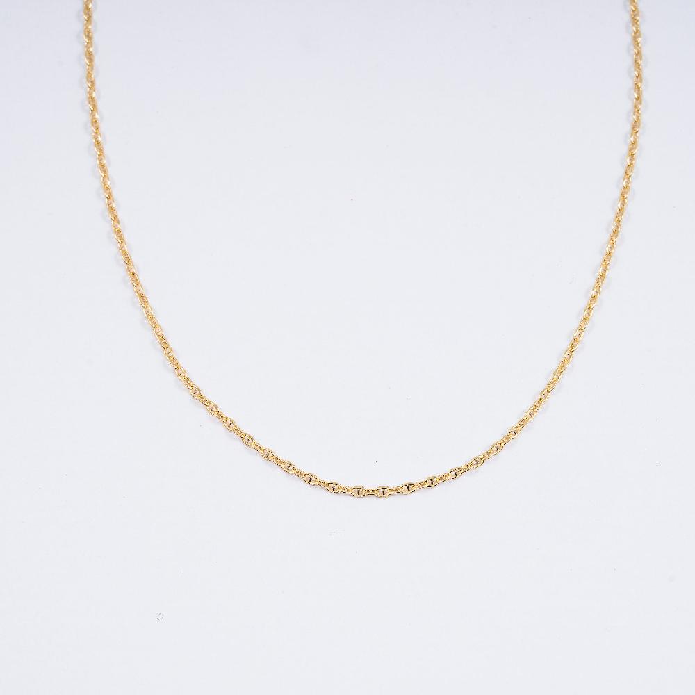 18K Yellow Gold Twisted Mariner Chain Necklace (20 Inches) (2.30 Grams)