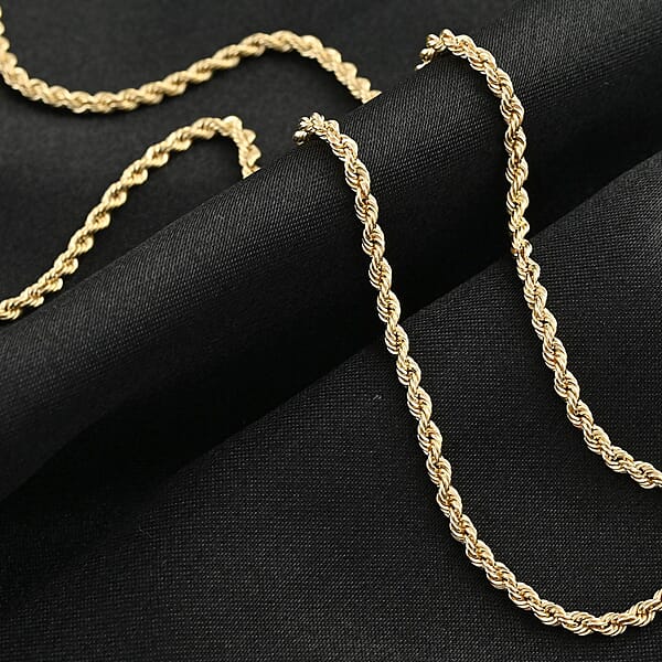 2.1mm Rope Chain Necklace In 10K Yellow Gold 2.9 Grams 22 Inches
