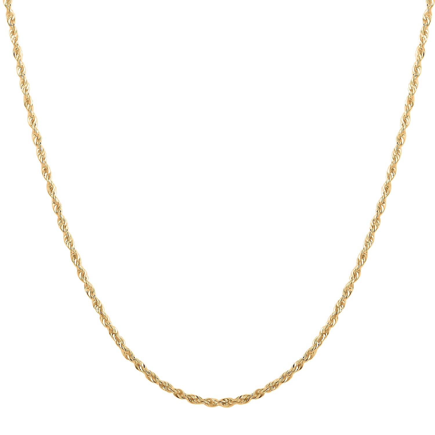 2.1mm Rope Chain Necklace in 10K Yellow Gold 24 Inches 3.1 Grams