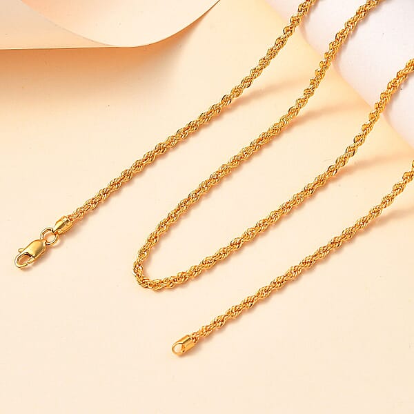 2.20mm Rope Chain Necklace In 22K Yellow Gold 4.45 Grams 20 Inches
