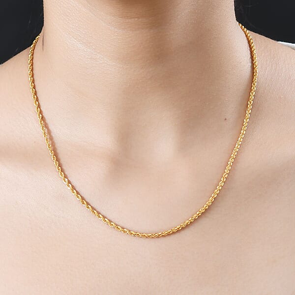 2.20mm Rope Chain Necklace In 22K Yellow Gold 4.45 Grams 20 Inches