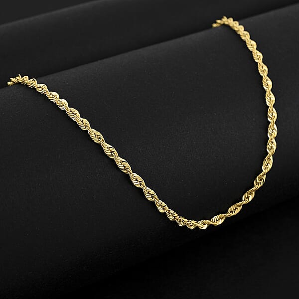 2.3mm Laser Rope Necklace In 14K Yellow Gold 6.0 Grams 24 Inches