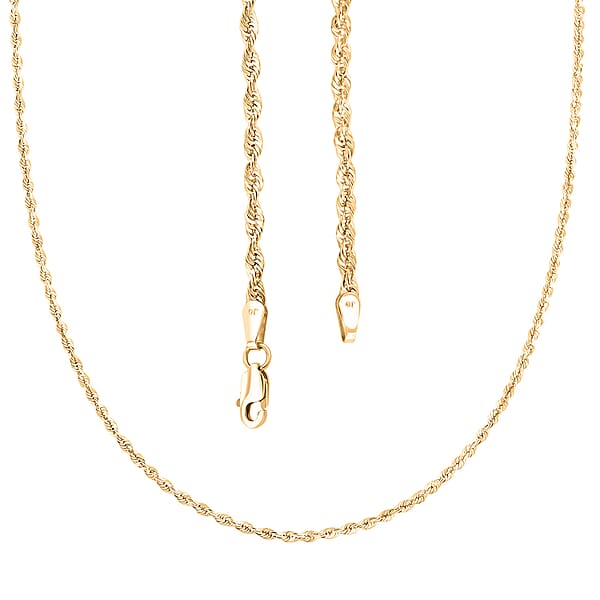 2.3mm Laser Rope Necklace In 14K Yellow Gold 6.0 Grams 24 Inches