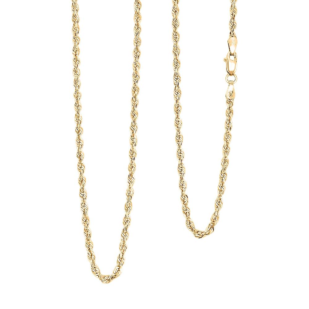 2.3mm Laser Rope Necklace in 14K Yellow Gold 6.0 Grams 24 Inches