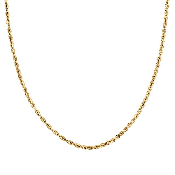 2.52mm Laser Rope Chain Necklace In 10K Yellow Gold 3.39 Grams 20 Inches