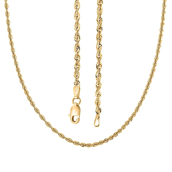 2.52mm Laser Rope Chain Necklace In 10K Yellow Gold 3.39 Grams 20 Inches