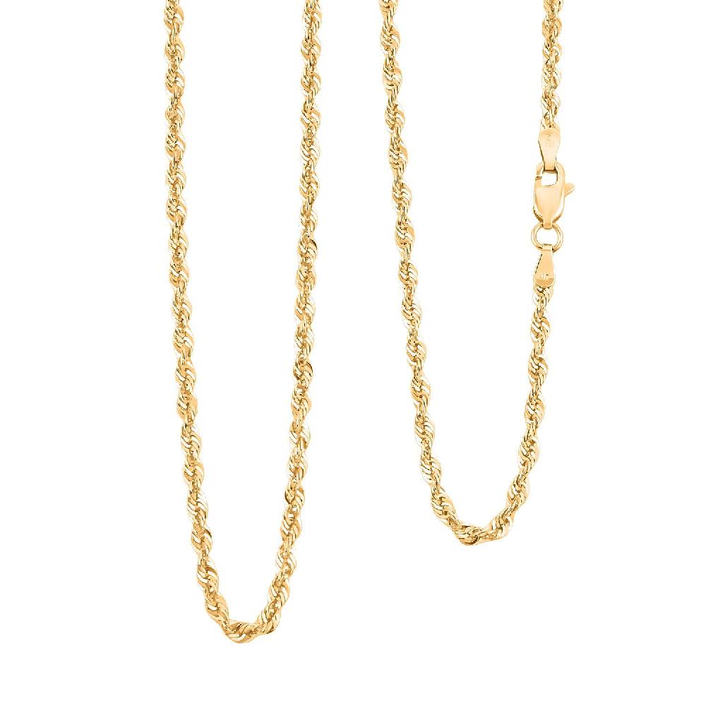2.52mm Laser Rope Chain Necklace in 10K Yellow Gold 3.39 Grams 20 Inches