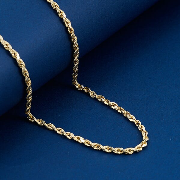 2.5mm Rope Chain Necklace In 10K Yellow Gold 26 Inches 3.7 Grams