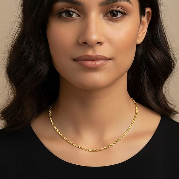 2.5mm Rope Chain Necklace In 10K Yellow Gold 26 Inches 3.7 Grams