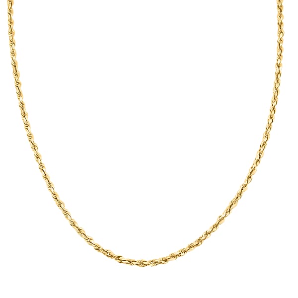 2.5mm Rope Chain Necklace In 10K Yellow Gold 26 Inches 3.7 Grams