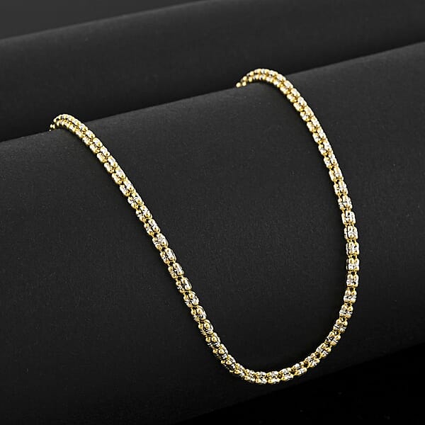 2.75mm Diamond Cut Ice Chain Necklace In 14K White And Yellow Gold 10.17 Grams 20 Inches