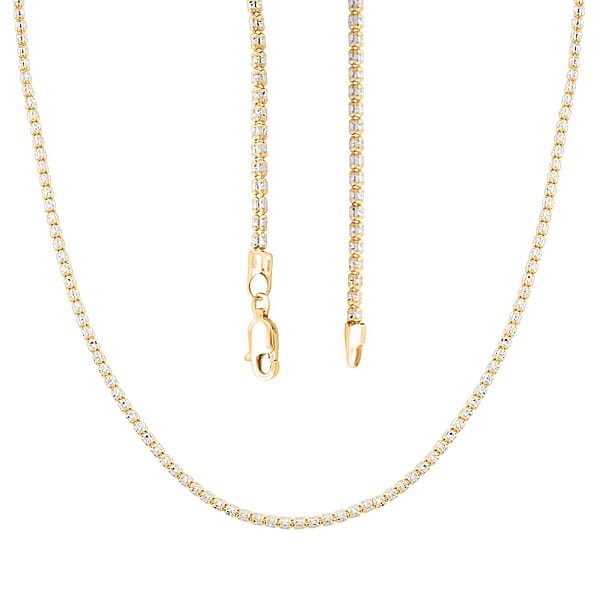 2.75mm Diamond Cut Ice Chain Necklace In 14K White And Yellow Gold 10.17 Grams 20 Inches