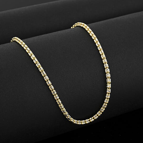 2.75mm Diamond Cut Ice Chain Necklace In 14K White And Yellow Gold 11.11 Grams 22 Inches