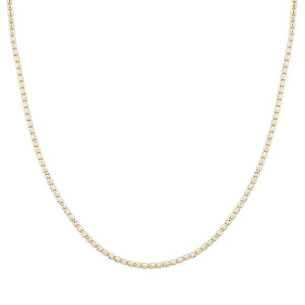 2.75mm Diamond Cut Ice Chain Necklace In 14K White And Yellow Gold 11.11 Grams 22 Inches