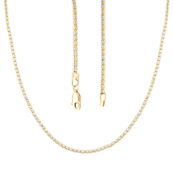 2.75mm Diamond Cut Ice Chain Necklace In 14K White And Yellow Gold 11.11 Grams 22 Inches