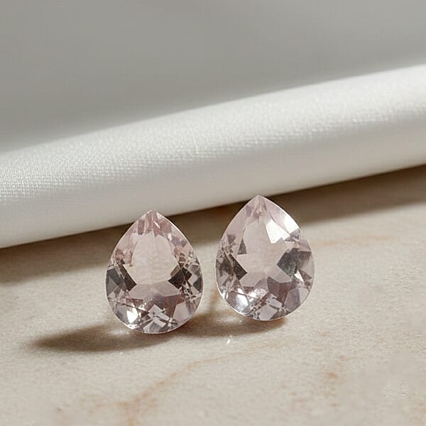 2.77 Ctw Pear Cut Rose Quartz Loose Gemstone (Set Of 2) (9x7 Mm)