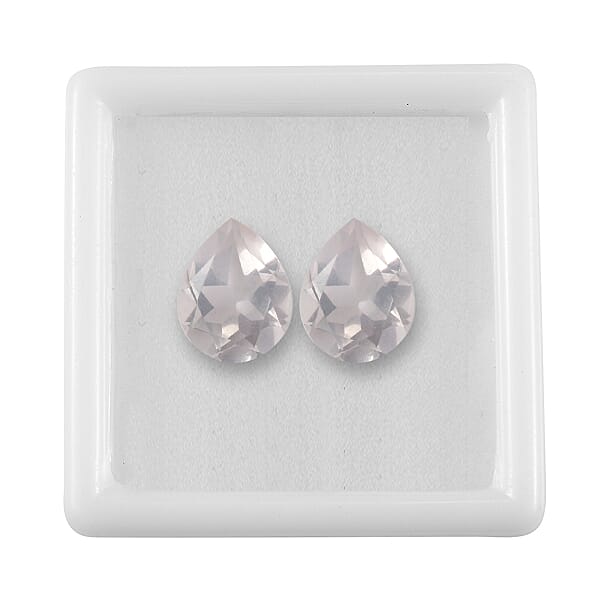 2.77 Ctw Pear Cut Rose Quartz Loose Gemstone (Set Of 2) (9x7 Mm)