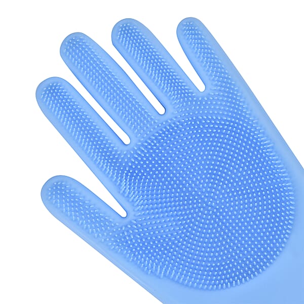 2 Pairs Silicone Gloves With Bristles On The Palms - Blue