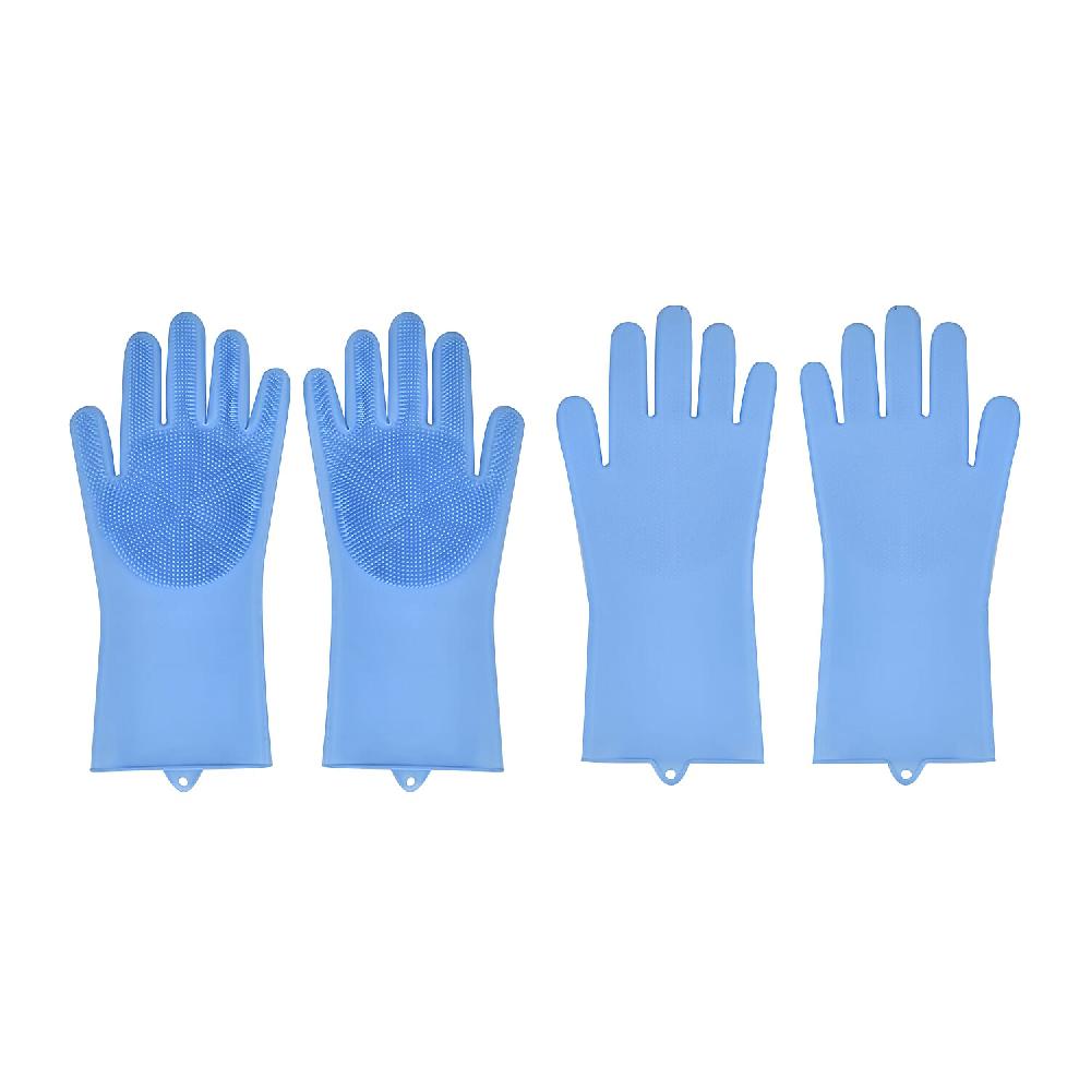 2 Pairs Silicone Gloves with Bristles on The Palms - Blue
