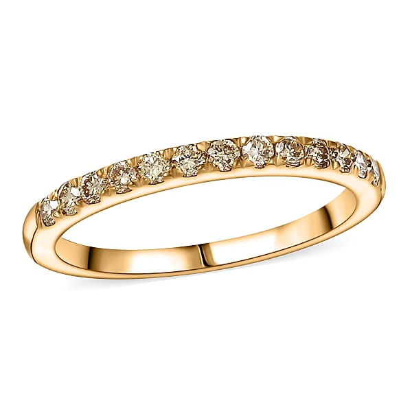 2 Piece Set Luxuriant Lab Grown Yellow Diamond SI 0.85 Ctw Band Ring And Hoop Earrings In 18K Vermeil Yellow Gold Over Sterling Silver