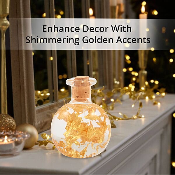 22K Gold Fortuna Flakes In Glass Bottle Handmade In Spain