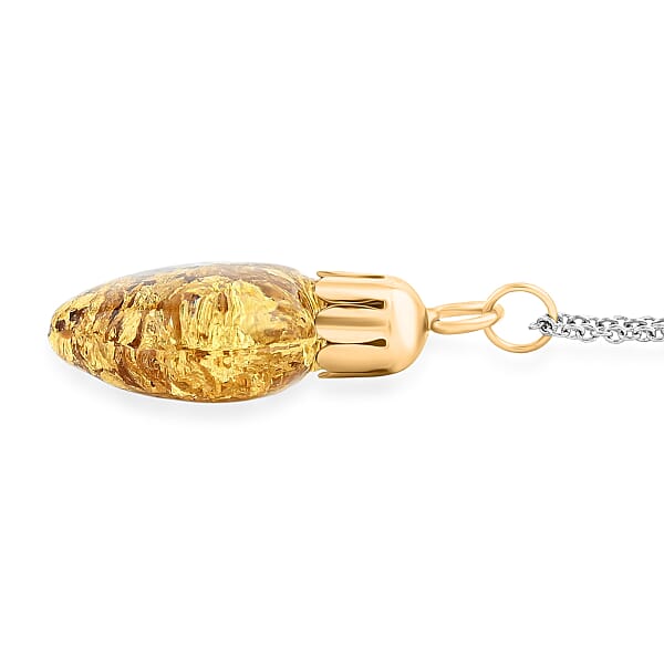 22K Gold Fortuna Heart Pendant Necklace In ION Plated YG And Stainless Steel 20 Inches